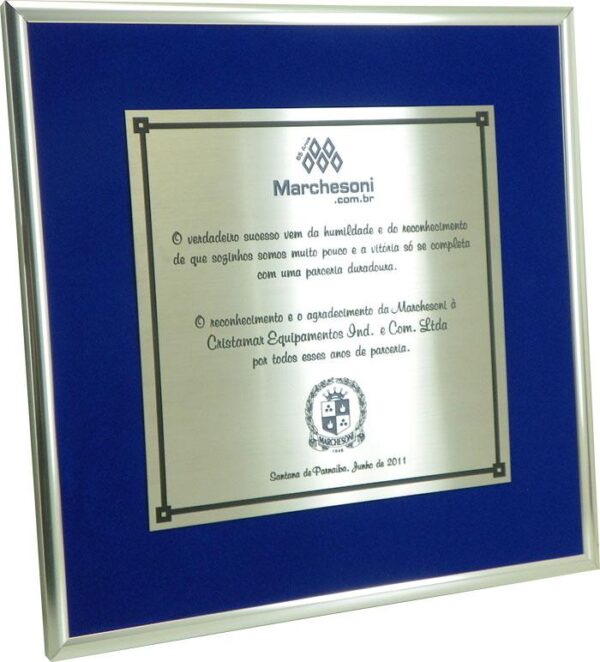 Placa de Aço Inox Escovado com quadro de alumínio e fundo em veludo - Image 2